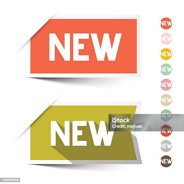 New Retro Paper Vector Labels Stickers Stock Illustration - Download Image Now - New, Symbol, Label