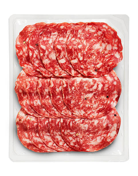 istock Tray Packaged of Presliced Salame 496654240