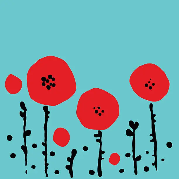 Vector illustration of Poppy Morning Field