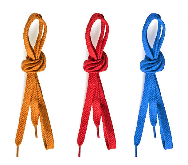 various shoelaces on white background various shoelaces isolated on white background lace fastener photos stock pictures, royalty-free photos & images