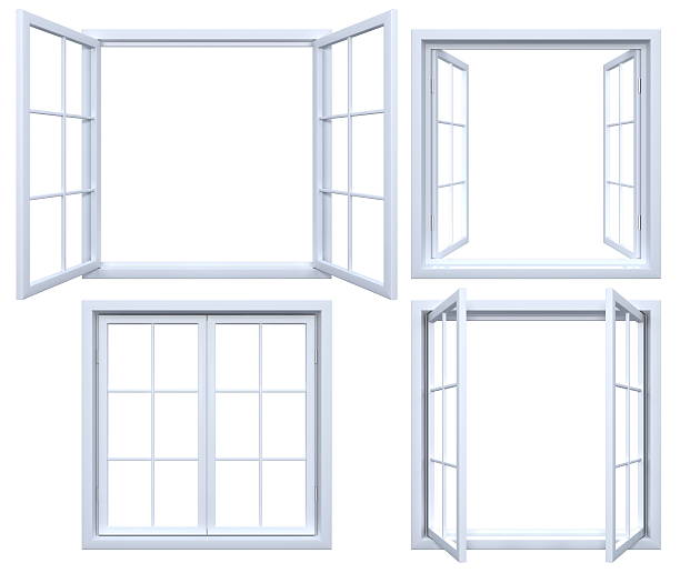 collection of isolated window frames - los stockfoto's en -beelden