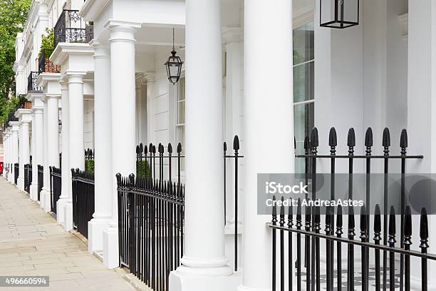 White Edwardian Houses In West London Stock Photo - Download Image Now - London - England, Edwardian Style, House