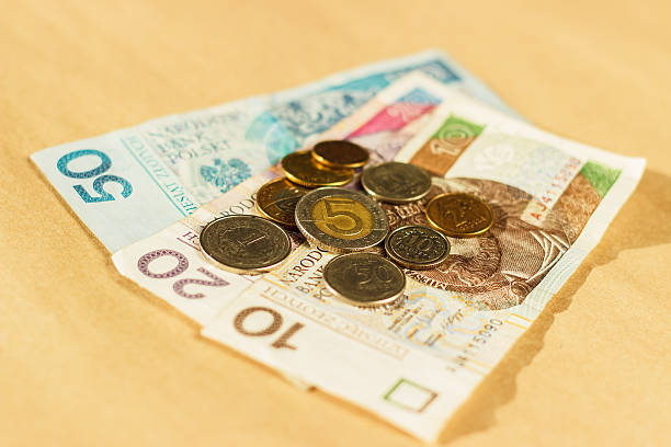 istock Polish money banknotes and coins top view 496661046