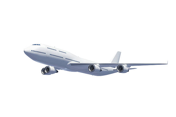 Commercial jet plane isolated on white. 3D render. Right Side view