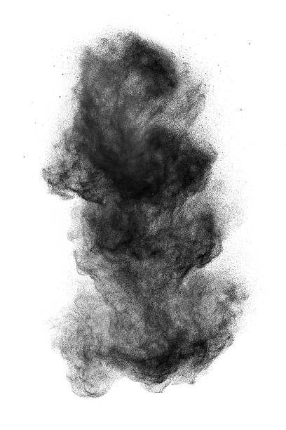 黒粉爆発白で分離 - ink splattered paint spray ストックフォトと画像