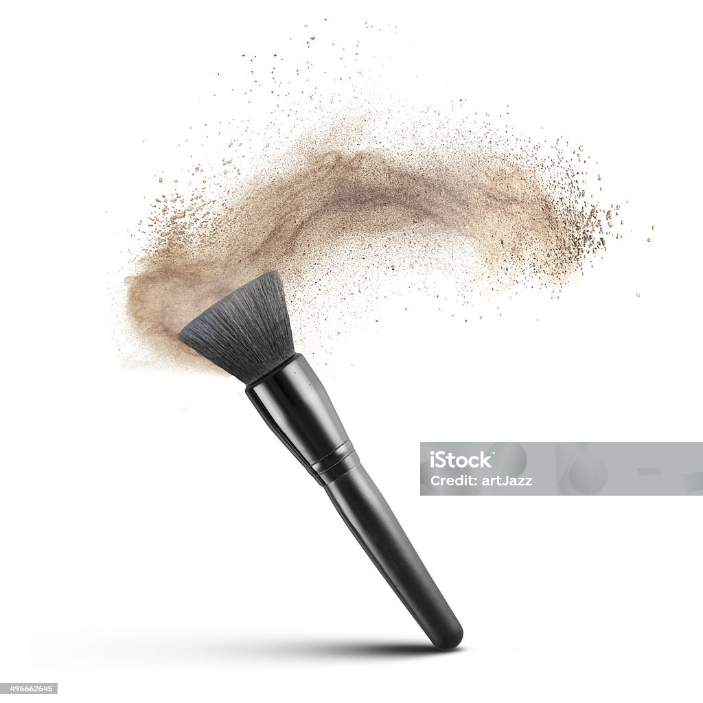 makup brush with powder foundation isolated makup brush with powder foundation isolated on white Foundation Make-Up Stock Photo