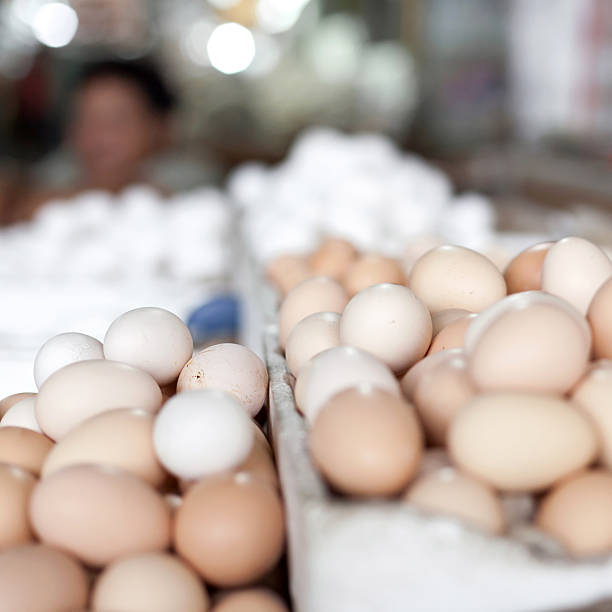 istock Lot of eggs on market 496663127