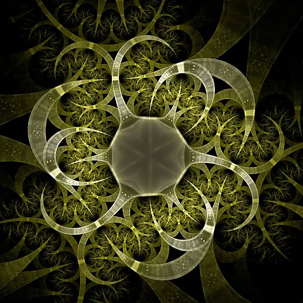 istock Colorful fractal flower black background 496663181