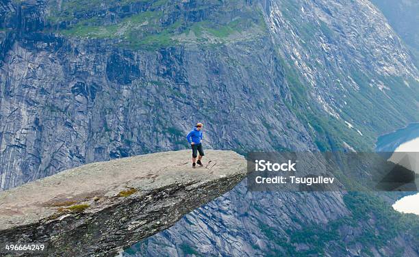 Famous Norwegian Rock Hiking Place Trolltunga Trolls Tongue Norway Stock Photo - Download Image Now