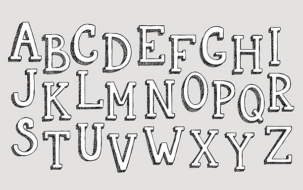 ilustrações, clipart, desenhos animados e ícones de doodle 3d alfabeto - three dimensional shape alphabetical order alphabet text