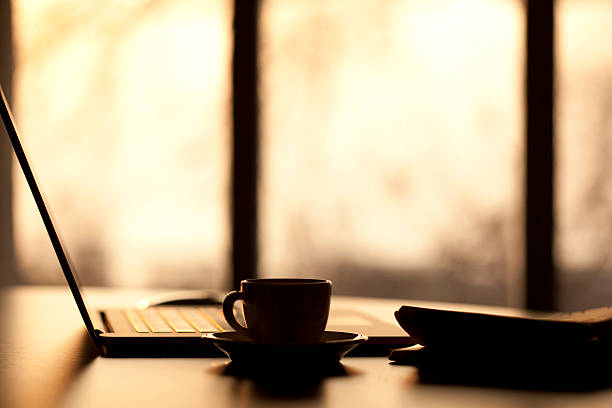 istock Coffee, Laptop, news, sunlight, table, modern, style 496667093