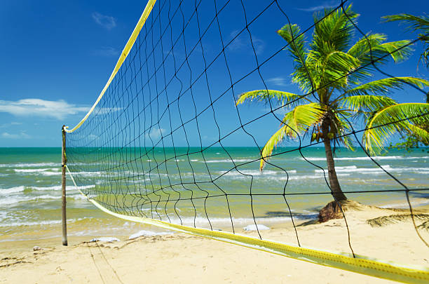 Voleibol net em uma Praia tópicos - fotografia de stock