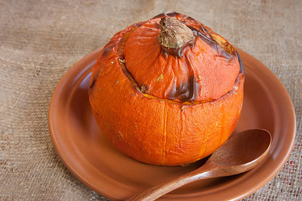 Baked  whole pumpkin stock photo