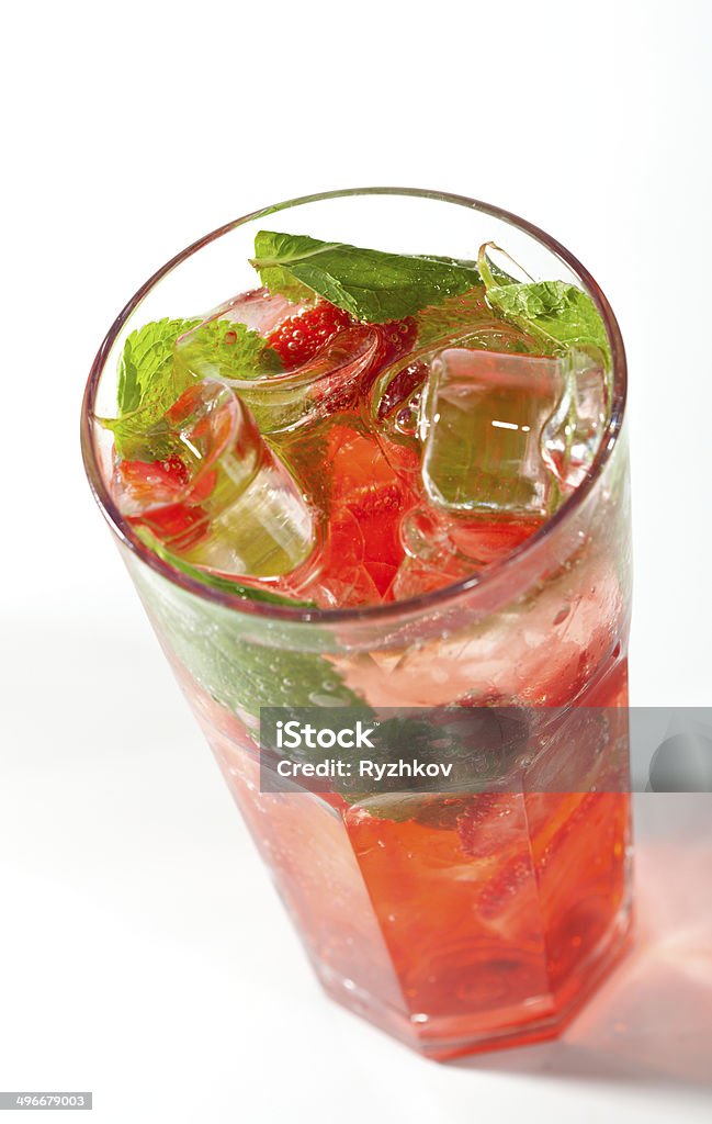 Berries Soda Strawberries Cocktail Isolated on White Background Cocktail Stock Photo