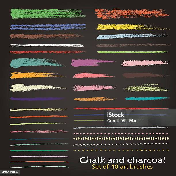 The Palette Of Color Brushes Chalk And Charcoal Stock Illustration - Download Image Now - Chalk Drawing, Border - Frame, Picture Frame