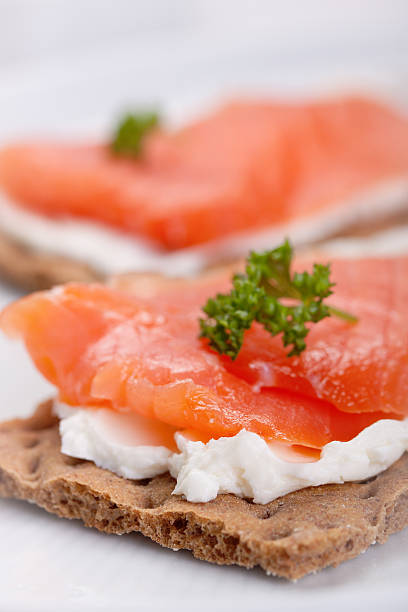 istock Sandwich with smoked salmon and cottage cheese 496679188