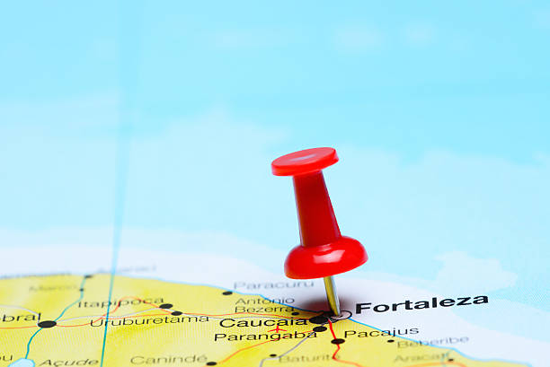 istock Fortaleza pinned on a map of Brazil 496680058