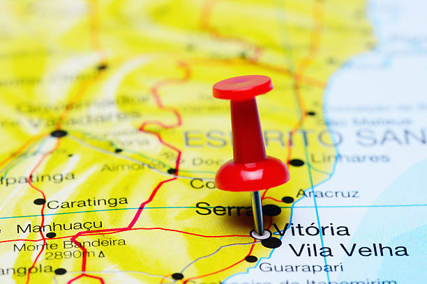 istock Vitoria pinned on a map of Brazil 496680410