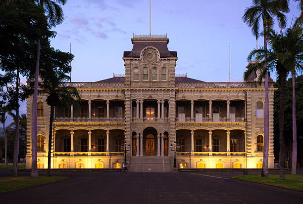 istock Iolani Palace at night in Honolulu, HI 496682036