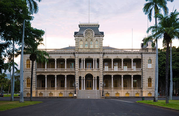 istock Iolani Palace at night in Honolulu, HI 496682048