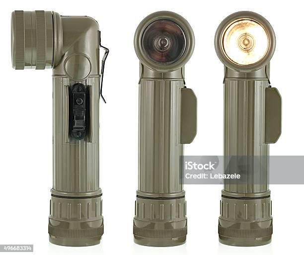Vintage Flashlight Stock Photo - Download Image Now - Flashlight, Cut Out, Glowing