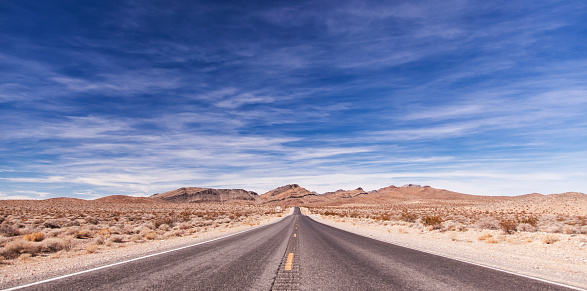 Road in the Mojave Desert, CA, USA