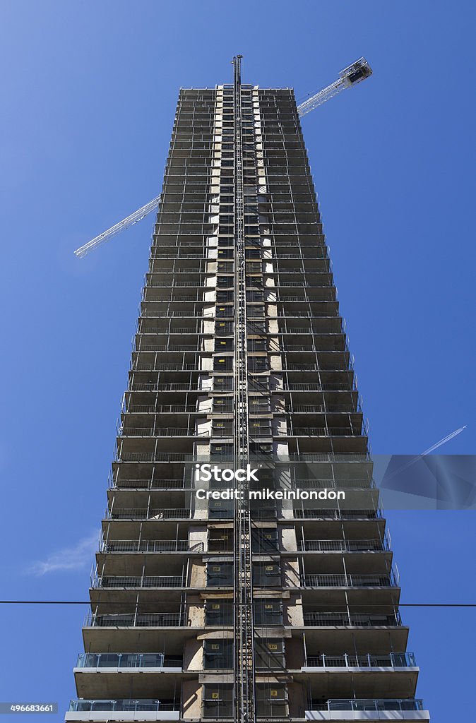 Skyscraper Construction Low angle view of the shell of a skyscraper being built Toronto Stock Photo