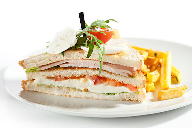 サンドイッチ - mozzarella tomato sandwich picnic ストックフォトと画像