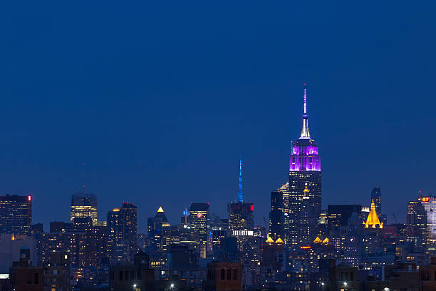 istock NYU Purple on Empire State Building  - Stock Image 496684011