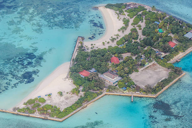 istock Bird eye view at the Indian Ocean, Maldives 496684102