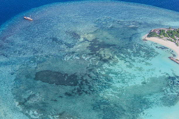 istock Bird eye view at the Indian Ocean, Maldives 496684110