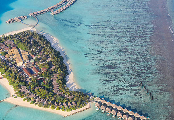 istock Bird eye view at the Indian Ocean, Maldives 496684150