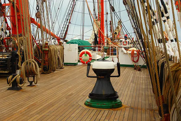 on the deck of an old sailing ship