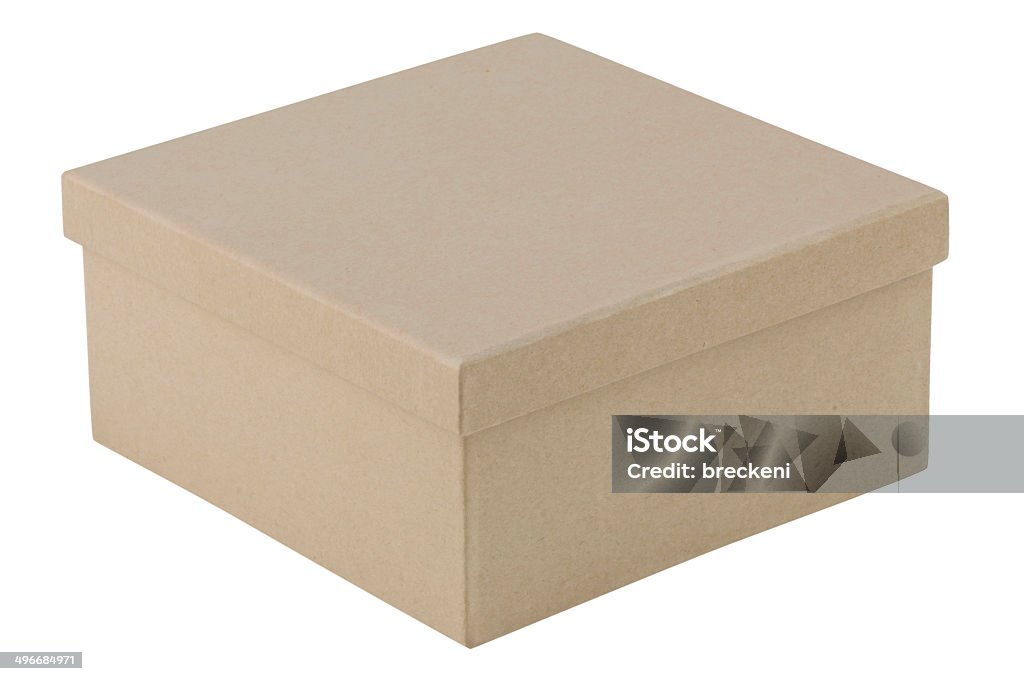 box - corner view angled a blank box with lid isolated on white with a clipping path Blank Stock Photo