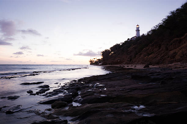 istock Coastline with Diamond Head Lighthouse on Oahu in Hawaii 496685354