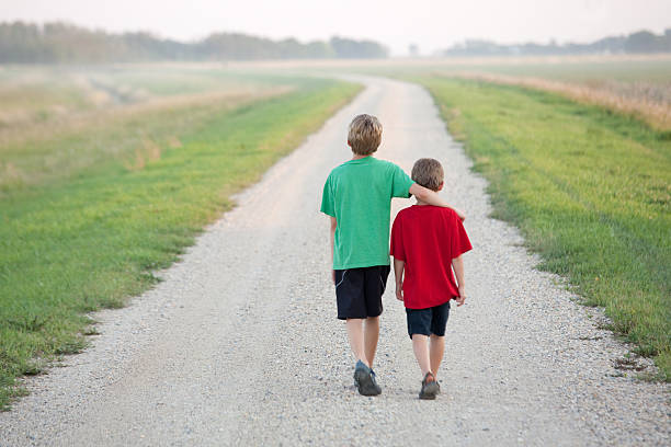 istock Two Boys Walking Down a Country Road 496685445