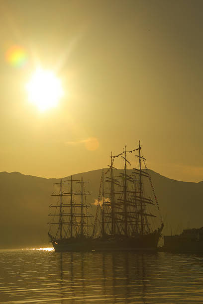 istock Dawn over the old sailing ships in the bay 496685465