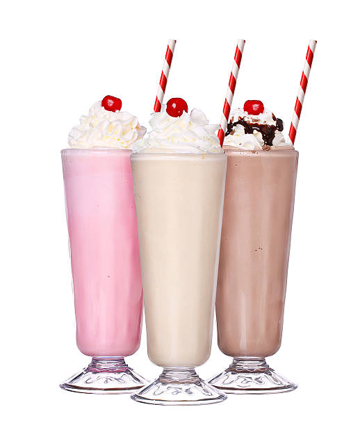 istock milkshakes chocolate flavor set collection with cherry on top isolated 496685644