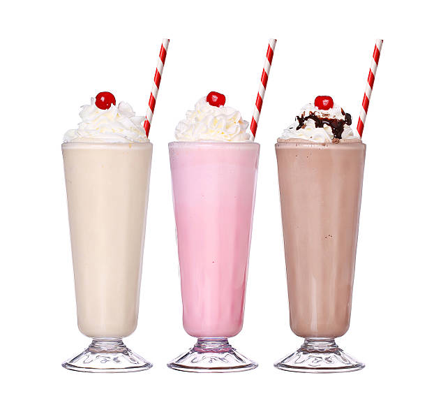 istock milkshakes chocolate flavor set collection with cherry on top isolated 496685718