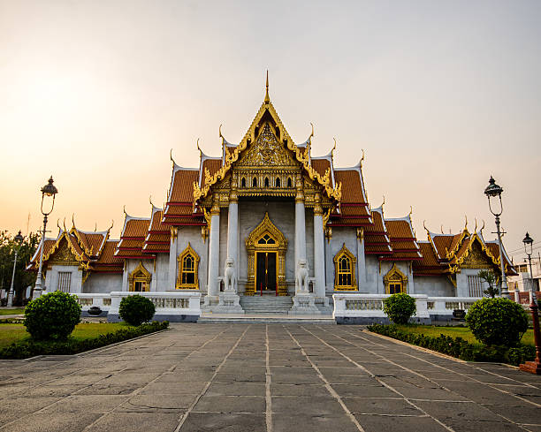 istock twilight at Wat Benchama Bophit. Temple in Bangkok, Thailand. 496689188