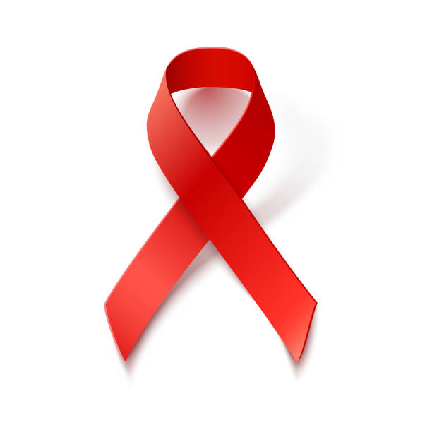illustrazioni stock, clip art, cartoni animati e icone di tendenza di nastro rosso della lotta all'aids - hiv