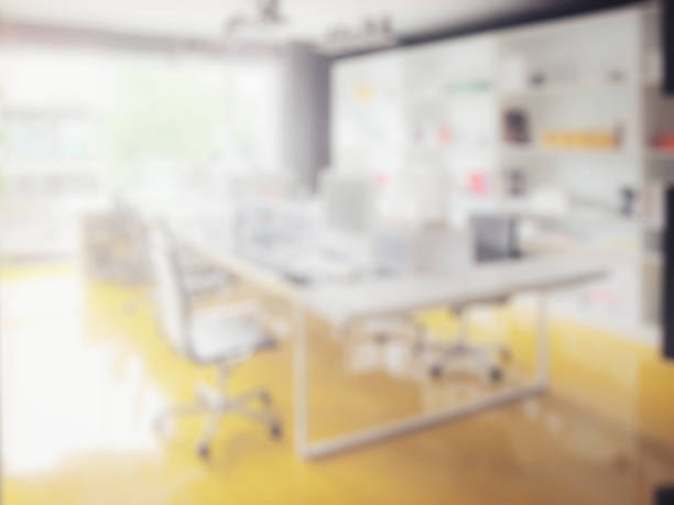 blur image of modern working room interior stock photo