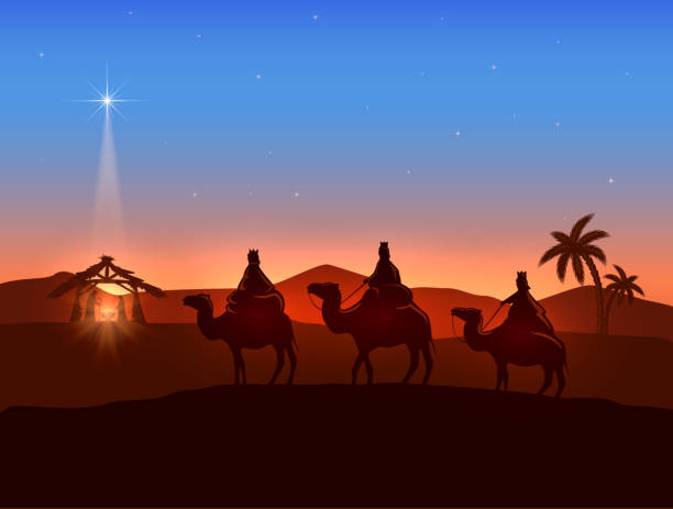 クリスマスのテーマを 3 博士と輝く星 - three wise men点のイラスト素材／クリップアート素材／マンガ素材／アイコン素材