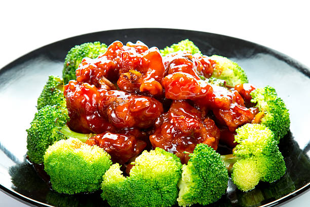 comida chinesa geral da tso chicken (geral chang'chicken - chicken general tso food imagens e fotografias de stock