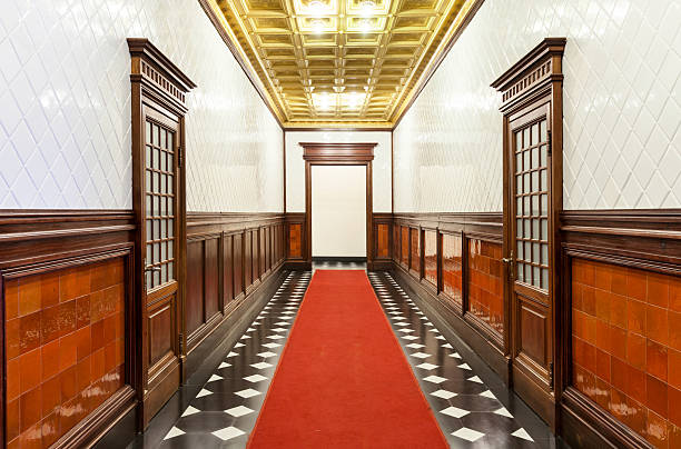 istock Long corridor of historic building 496701113