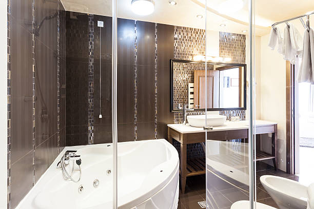 istock Modern bathroom interior shot from shower cabin 496701167