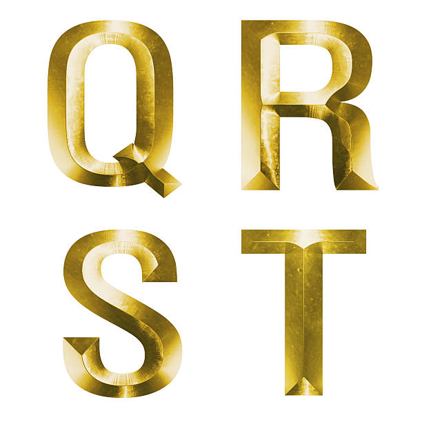 istock 3d set of gold alphabet Q, R, S, T 496701292