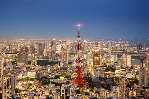 torre de la ciudad de tokio en japón - hamamatsucho fotografías e imágenes de stock