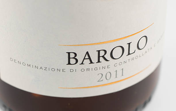 Wine bottle label from Barolo,Peidmont, in Italy stock photo