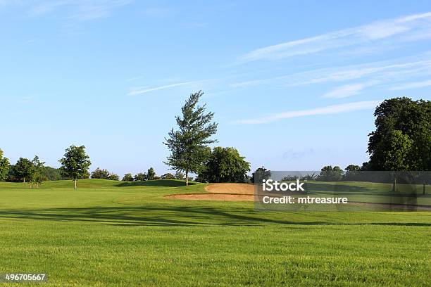Golf Course With Green Grass Trees Sandy Bunkers Hazards Sky Stock Photo - Download Image Now